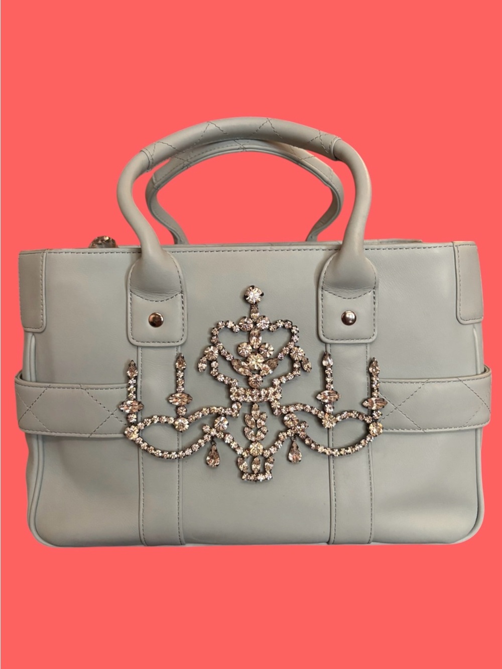 My Flat In London Elegant Light Blue Handbag with Embellishments